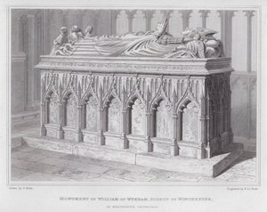 Monumento de William of Wykham, Obispo de Winchester, en la Catedral de Winchester (grabado) de Edward Blore