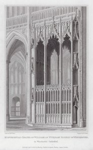 Capilla monumental de William de Wykham, obispo de Winchester, en la Catedral de Winchester (grabado) de Edward Blore