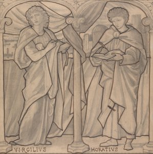 Diseño preparatorio para una vidriera, Virgilio y Horacio de Edward Burne-Jones