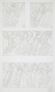 Estudios en hoja de figuras alegóricas de Edward Burne-Jones