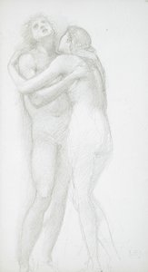 Dos desnudos abrazándose de Edward Burne-Jones