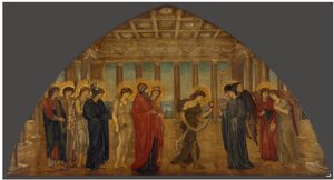 Cupido y Psique - Murales verdes del Palacio - Psique entrando en los Portales del Olimpo de Edward Burne Jones