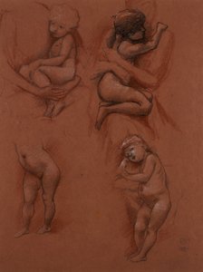 Estudios de niños en brazos de sus madres, 1887 de Edward Burne Jones