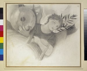 Estudio para una cabeza en Los días de la creación, c. 1871 - 1875 de Edward Burne Jones