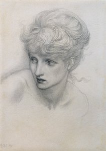 Estudio de la cabeza de una niña de Edward Burne Jones