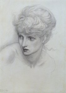 Estudio de la cabeza de una niña de Edward Burne Jones