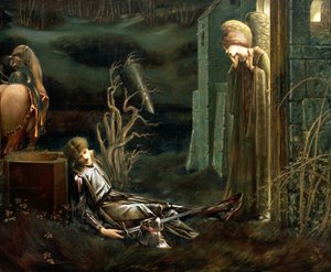 El sueño de Sir Lancelot en la Capilla del Santo Grial, 1896