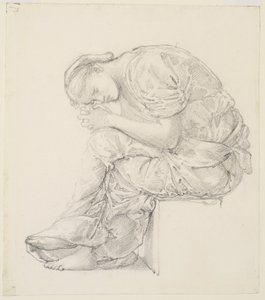 El lamento - Estudio para la figura de la derecha de Edward Burne Jones