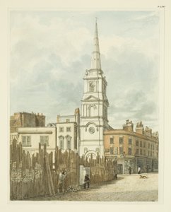 Christ Church desde el Exchange con el sitio despejado para la construcción de la Nueva Casa del Consejo de Edward Cashin