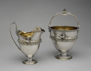 Jarra de Crema y Cesta de Azúcar, c. 1865-1869 (plata y plata dorada) de Edward Chandler Moore