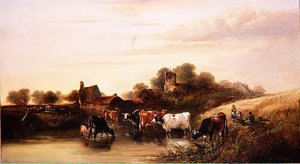 El abrevadero, escena en Devonshire de Edward Charles Williams