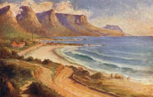 Península del Cabo, Sudáfrica: Camps Bay (litografía en color)