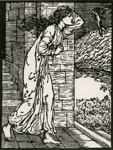 Psique saliendo apresurada del Palacio de Edward Coley (after) Burne Jones