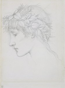 Cabeza coronada de hojas, c.1897 (lápiz sobre papel)
