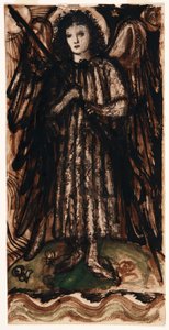 Amor reinando sobre los elementos, diseño para vidriera, c.1860-62 (sepia y aguada sobre papel) de Edward Coley Burne Jones