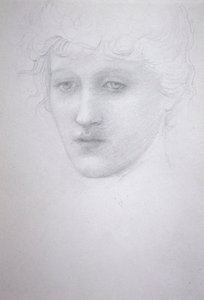 Estudio de cabeza de una niña - Bessie Keane de Edward Coley Burne Jones