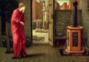 Danae observando la construcción de la torre de bronce de Edward Burne Jones