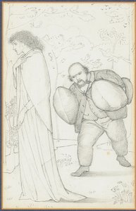Dante Gabriel Rossetti llevando cojines a Jane Morris de Edward Burne Jones