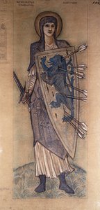Fortaleza: diseño para una vidriera en la iglesia de St. Cuthbert, Newcastle, c.1896