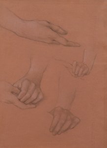 Estudios de manos para el retrato de Mary Gaskell de Edward Burne Jones