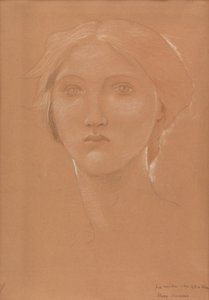 Estudio de la cabeza de Margaret Burne-Jones para "King Cophetua and the Beggar Maid" (tiza sobre papel) de Edward Coley Burne Jones