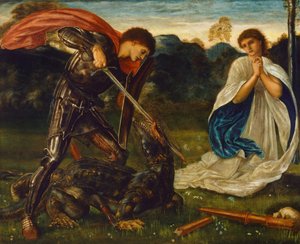 La lucha: San Jorge matando al dragón VI, 1866 de Edward Burne Jones