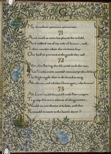 (Folio entero) La Rubaiyat de Omar Khayyam, versos 71 - 73. C de Edward Coley and Morris William Burne Jones