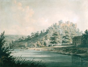 Goodrich Castle On The River Wye (acuarela sobre lápiz sobre papel blanco) de Edward Dayes