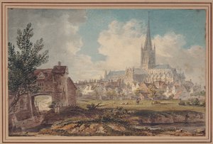 Catedral de Norwich desde el sureste (lápiz, tinta y acuarela sobre papel)
