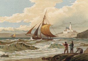 Barcos de pesca regresando, Faro de Mumbles de Edward Duncan