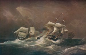 H.M.S. Indefatigable enfrentando al francés Droits-De-LHomme, 1797, 1829 de Edward Duncan