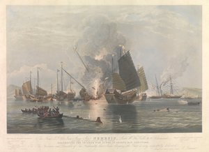 Iron Steamship Nemesis, Juncos de guerra en la bahía de Anson 7 de enero de 1841