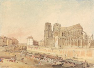Notre Dame, París, desde la orilla izquierda de Edward Duncan
