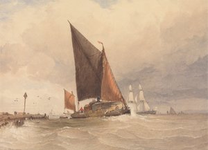 Barcaza de vela en el mar