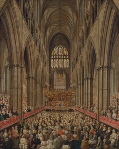 Vista interior de la Abadía de Westminster en la conmemoración de Haendel, tomada desde el palco del director
