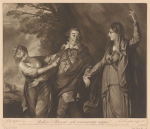 Retrato de David Garrick entre la comedia y la tragedia
