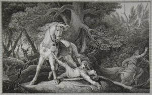 Muerte de William Rufus, grabado por Neagle, ilustración de "The History of England" de David Hume, pub. por R. Bowyer, Londres de Edward Francis (after) Burney
