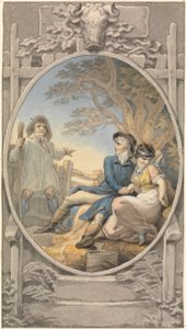 Diseño en color para una placa de libro de Edward Francis Burney