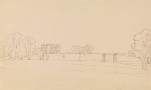 Vista lejana de Easton Neston, Northants de Edward Francis Burney