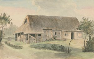 Granero con tejado de paja de Edward Francis Burney