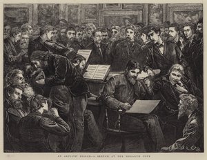 Una velada de artistas, un boceto en el Club Hogarth