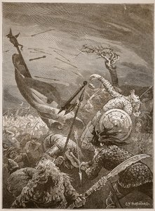 Muerte de Harold en la Batalla de Hastings, ilustración de 