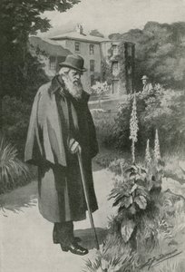 Charles Darwin en su jardín de Down House (litografía) de Edward Frederick Skinner
