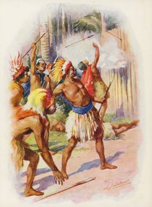 Ilustración para Masterman Ready del Capitán Marryat (litografía en color) de Edward Frederick Skinner