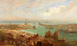 Puerto de Sunderland desde Roker, c.1850-c.1855 de Edward Hastings