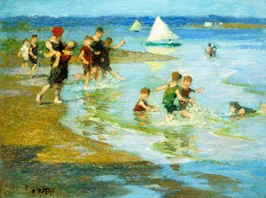 Niños jugando en la playa