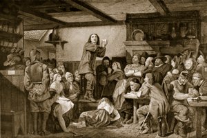 George Fox predicando en una taberna, c.1650