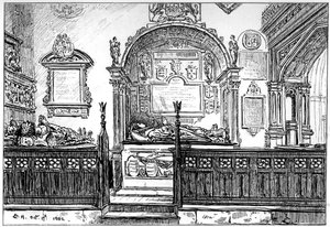 El banco en la iglesia de Clopton, Stratford-upon-Avon, Warwickshire, 1885 de Edward Hull