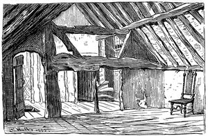 El piso superior del lugar de nacimiento de Shakespeare, Stratford-upon-Avon, 1885