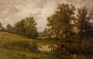 Estanque cerca de la Granja Whittems, cerca de Coundon, finales del siglo XIX-principios del siglo XX de Edward Junior Rudge